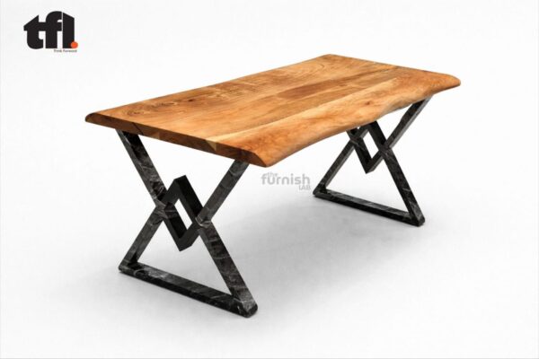 Wooden Live edge Table with Heavy Metal Frame