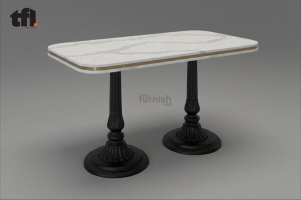 AGL Marble Sandwich Table with Heavy Cast Iron Frame