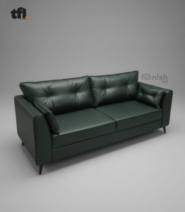 Mid-Century Modern Sofa (slim arms, buttoned back cushions, tapered legs)