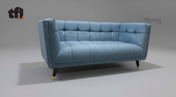 Modern High-Back Tuxedo Sofa (uniform height arms and back, grid tufting, tapered legs)