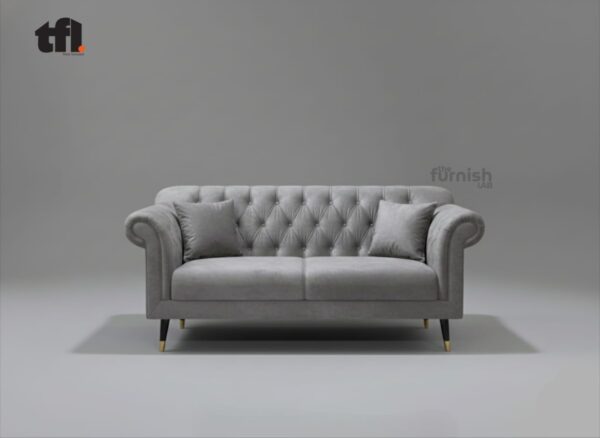 Classic Chesterfield Sofa with Scroll Arms Classic Chesterfield Sofa with Scroll Arms (deep button-tufted back and arms, turned tapered legs)