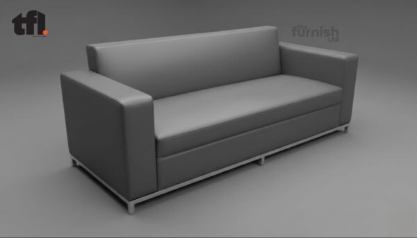 Modern Box Sofa (straight arms, tight back, clean rectangular base with metal sled legs)