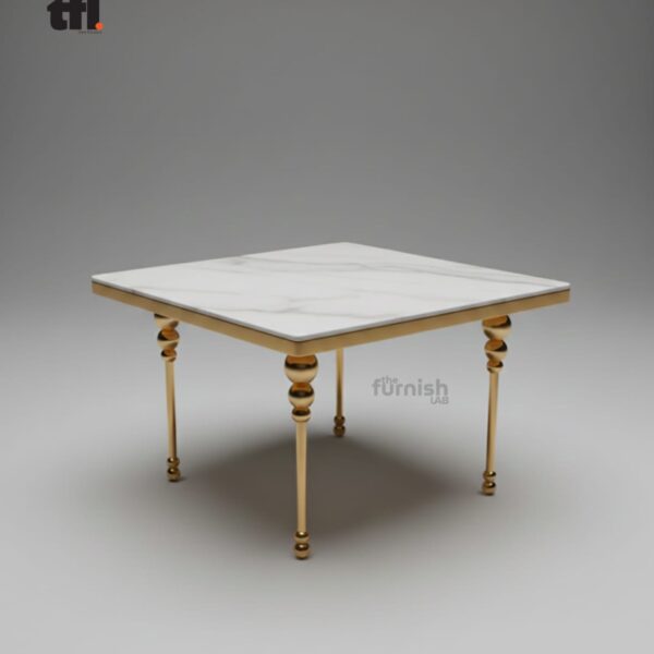 Square Classic Brass-Leg Dining Table Square Vintage Brass-Leg Dining Table