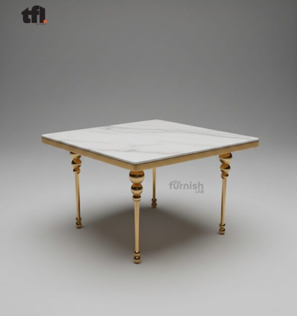 Square Vintage Brass-Leg Dining Table
